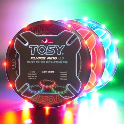 Image of TOSY Flying Ring 16 Million Color RGB or 12 LEDs, Super Bright, Lost Mode, Auto Light Up, Safe &amp; Soft, Waterproof, Lightweight frisbee, Birthday, Camping Outdoor/Indoor Gift Toy for Boy/Girl/Kid