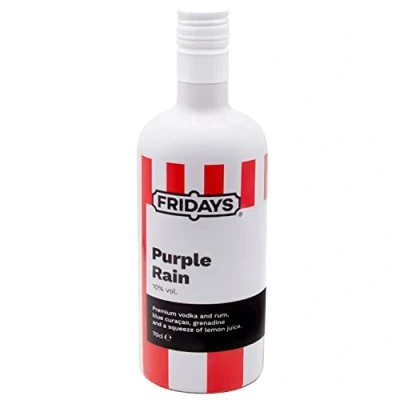 Image of Fridays Purple Rain Pre Mixed Cocktail Ready To Drink Bottle With Vodka And Rum 70cl 10% ABV Pour Mix Perfect Party For All Occasions