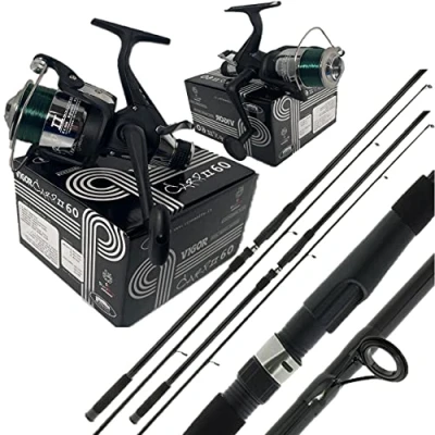 Image of Angling Pursuits 2 Vigor Carp II 60 Fishing Reel Dark Green Preloaded Line + MAX 12FT Rod