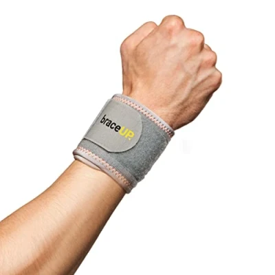 Image of BraceUP Wrist Compression Strap and Wrap Bands, Braces for Tendonitis, Tennis, Gym, Workout, One Size Adjustable (Silver)