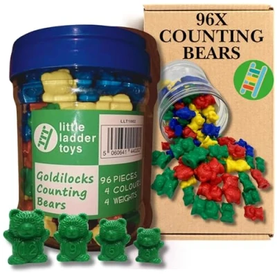 Image of Rainbow Counting Bears 4 Colour Sorting Toys x96 Bear Maths Preschool Learning Resources Compare Games Early Years SEN Animal