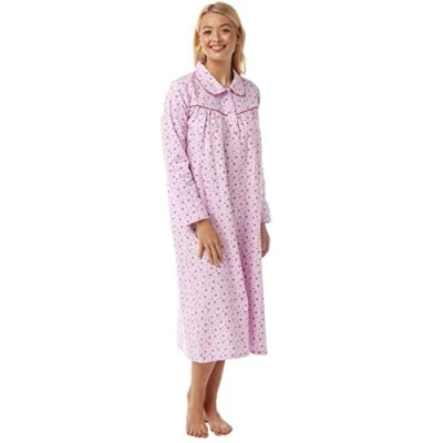 Image of undercover lingerie Womens Lady Olga Holly Long Sleeve Nightie 3035 Soft Pink 20 22