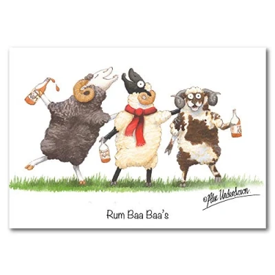 Image of Sheep Greeting Card &quot;Rum Baa Baa&#039;s&quot;by Alex Underdown. Blank on The Inside.