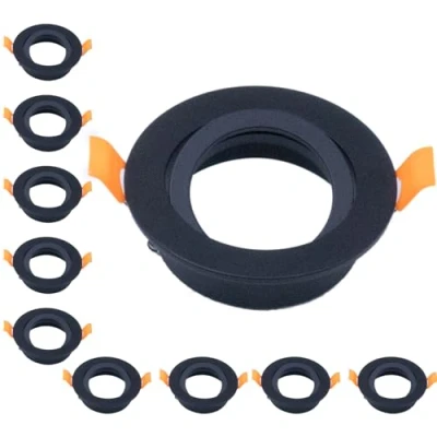 Image of COOINJOY 10x Modern GU10 Downlights for Ceiling, Round Brushed Matt Black Aluminum Frame Recessed Ceiling Lights, Tilt Swivel Spotlight External Dimensions: 80mm, Cut Out Hole Size:68 80 mm