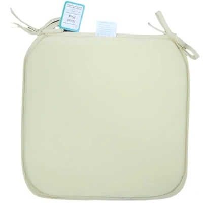 Image of Axcent Comfort Cushion Chair Seat Pads Set of 4 Cream 38 x cm, Plain Dining with Ties for Indoor Outdoor Home Office Kitchen Garden