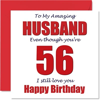 Image of Funny 56th Birthday Cards for Husband 56 I Still Love You Happy Card from Wife Partner, Fifty Six Sixth Hubby Banter Gifts, 145mm x Joke Humour Greeting