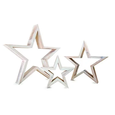 Image of Small Foot Star decorative figures, white, Wood, 34 x 5.5 33 cm