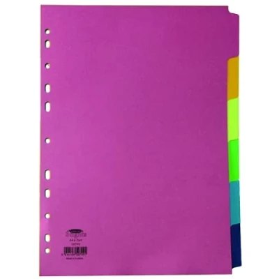 Image of Concord Divider 6 Part A4 160gsm Bright Assorted 50799 (Pack of 5)