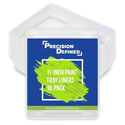 Image of Precision Defined Paint Trays 11 Inch, Roller Set 10 Pack, Plastic Pan for Inch Brushes, Painting Tray with Deep Pocket, Disposable