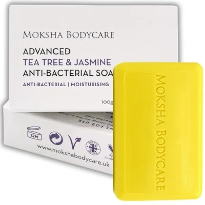 Image of Tea Tree Soap Bar with Jasmine [Made In U.K] Brightening for Spots Blackheads Pimples Blemishes Moisturising Women Paraben and Cruelty FREE 100g