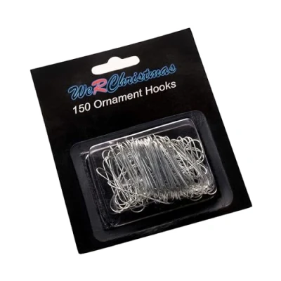 Image of WeRChristmas Ornament Hooks, Silver, Pack of 150, 3.5cm