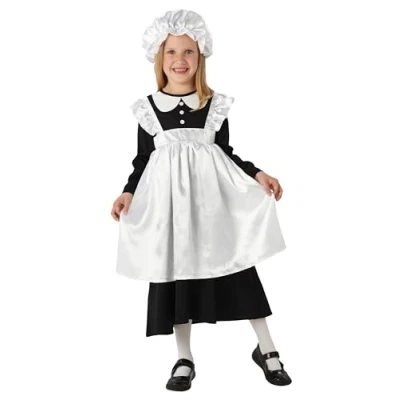 Image of Rubie&#039;s Official Victorian Maid Girls Costume, Kids Fancy Dress, Book Week Costume Halloween, Size Age 5 6