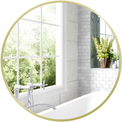 Image of HOMCOM Round Bathroom Mirror, Modern Wall Mirror Aluminium Frame, 60 x 60cm