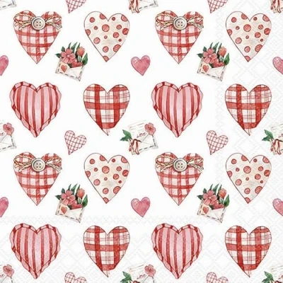 Image of 20 Ambiente Paper Napkins Lovely Hearts Table Decoration with Motif Also for Party or Decoupage 33 x cm
