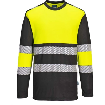 Image of Portwest PW3 Hi Vis Cotton Comfort Class 1 T Shirt L/S Yellow/Black 4XL