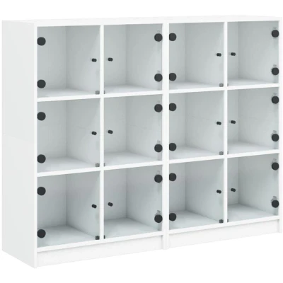 Image of vidaXL Bookcase with Doors White 136x37x109 cm Engineered Wood