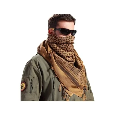 Image of COLOURLINX Unisex Cotton Scarf Military Desert Shemagh Tactical Keffiyeh Head Neck Wrap Arab Tassel (Mocha)