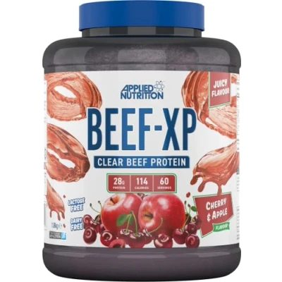Image of Applied Nutrition Beef XP Clear Hydrolysed Protein Isolate, Fruit Juice Style, Dairy Free Powder, Lactose Free, Zero Sugar, Low Fat, 1.8kg 60 Servings (Cherry &amp; Apple)