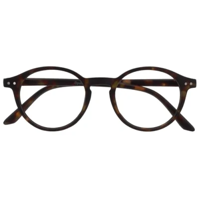 Image of OPULIZE REY Reading Glasses Retro Round Frame Matt Brown Tortoiseshell Mens Womens Spring Hinges R56 2 +1.00