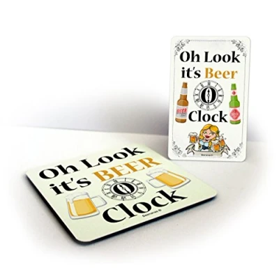 Image of Beer O&#039; Clock Funny Drinks Coaster &amp; Magnet Bundle
