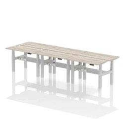 Image of Air B2B 1200x600mm Height Adjustable 6P Bench Desk CP Grey Oak/Silver