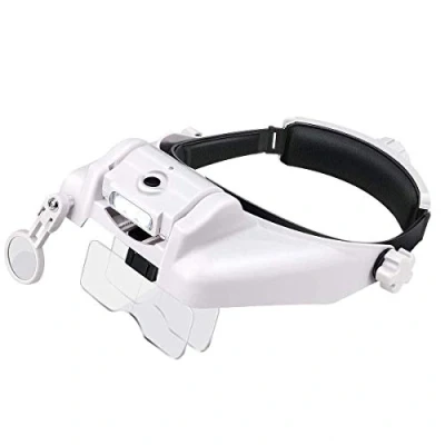 Image of Headband Lighted Magnifying Glasses with Led Light, Lychee Head Mount Magnifier Visor Handsfree Headset Loupe for Close Work,Sewing,Crafts,Reading,Repair,Jewelry