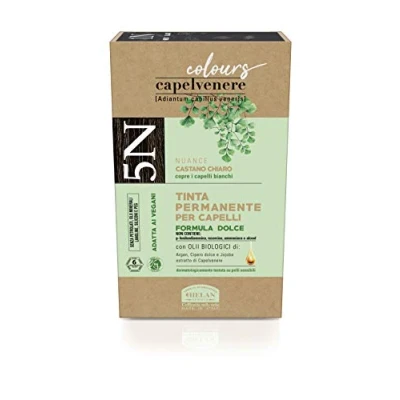 Image of Helan Capelvenere Colours Brown Hair Dye Permanent, Gentle Formula 5N Light Natural Easy to Use, Odourless, Excellent White Coverage Ammonia and Alcohol Free Colour
