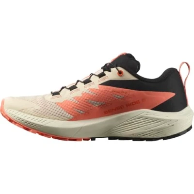 Image of Salomon Womens Sense Ride 5 White Tender, Versatile Hiking Shoes For Comfort, Perfect Boots &amp; Trail Running Outdoors Adventures 6
