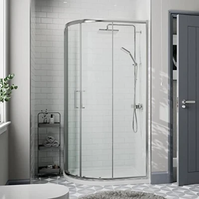 Image of Diamond® 900 x 760mm Offset Quadrant Shower Door Enclosure for Wet Room Cubicle Enclosures, 8mm Safety Glass, Polished Chrome, Framed, Left Hand