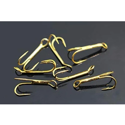 Image of 20 pcs/lot Bronze Color Fly Tying Hook Strong Double Claws Salmon Trout Fishing Barbed Duplex Hooks Size 8# 12# (12)