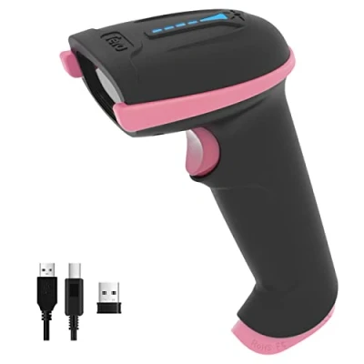 Image of Tera Barcode Scanner Wireless with Battery Level Indicator (2.4Ghz Wireless+USB 2.0 Wired) Rechargeable 1D Reader USB Handheld Bar Code Scanner, Design Patent: EU008489413, 5100 Pink