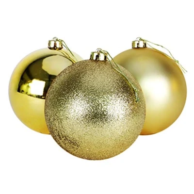 Image of Christmas Concepts® 3 150mm Extra Large Baubles Shiny, Matte &amp; Glitter Design Decorations (Gold)