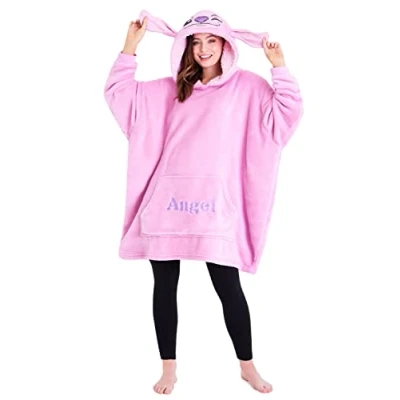 Image of Disney Hoodie Blanket, Sherpa Fleece Oversized Hoodie, Eeyore Stitch Gifts (Pink Angel)