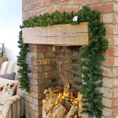 Image of Samuel ALEXANDER 270cm (9ft) x 25cm Plain Green Christmas Garland Decoration, Xmas garlands Decoration for Staircase Fireplaces and Wedding Decor