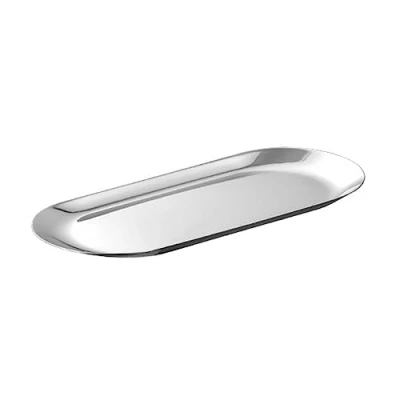 Image of PAPABA Barbecue Dessert Plate Stainless Steel Bbq Mirror Shine Food Grade Dishwasher Safe Multifunctional Snack Vegetable Meal Serving Dish Tray Kitchen Silver L