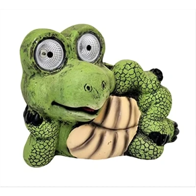 Image of HH Home Hut Solar Turtle Statue Garden Ornaments Outdoor Decorations, Figurine Laying Tortoise Powered LED Lights Decor for Patio, Balcony, Lawn Housewarming Gifts