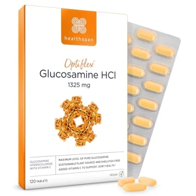 Image of Healthspan Optiflex Glucosamine HCI 1,325mg with Vitamin C Shellfish Free Vegan Tablets for Joint Health 40% More Than Sulphate Added (120 Tablets)