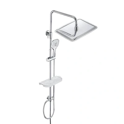 Image of JOHO Shower System Set Bathroom in SUS304 with Soap Dish Shelf Bar Bracket Adjustable Height,Multifunctio Hand and Head Angle Chrom 35x25cm.