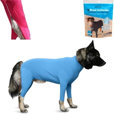 Image of Shed Defender Sport Dog Onesie Seen on Shark Tank Contains Hair, Reduces Shedding and Anxiety, Covers Hot Spots Surgical Sites, Calming Shirt Veterinarian Approved (Columbia Blue, Giant)
