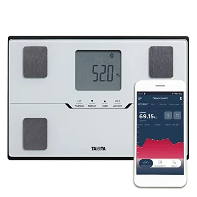 Image of Tanita BC 401 Family Smart Scale and Body Composition Monitor with Bluetooth, App for Fitness Tracking, Metabolic Age, White