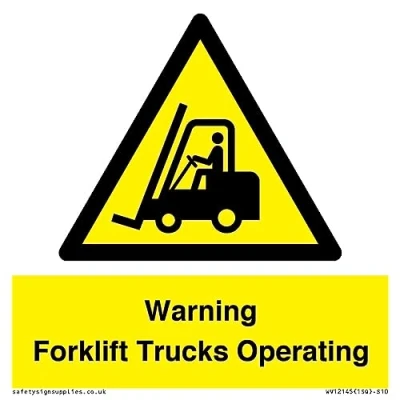 Image of Warning Forklift Trucks Operating Sign 100x100mm S10