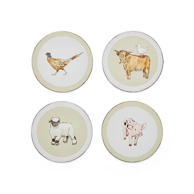 Image of Cooksmart Pack of 4 Drink Coasters British Designed Eco Cork Drinks For Modern Homes All Types Cups &amp; Mugs Buttercup Farm