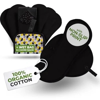 Image of Non Slip Reusable Panty Liners for Women Thin; 7 Pack (Medium) Organic Cotton Cloth Liners; Eco Reusable; Daily Washable Pantyliners Vaginal Discharge, NOT Period