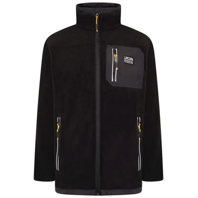 Image of JCB Trade Black Full Zip Fleece Jacket Mens Work Jackets Workwear Clothes L