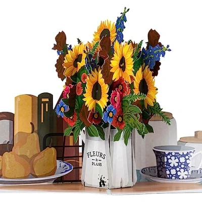 Image of Cardology Sunflowers Pop Up Card Birthday Cards For Her, Mothers Day Cards, Valentines Card, Congratulations On Your New Home, Thank You or Get Well Soon Handmade