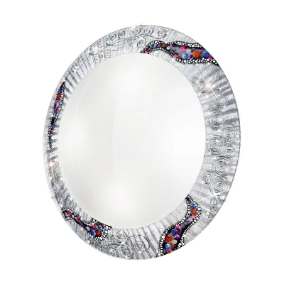 Image of Serena Designer Glass Patterned Flush Ceiling Lamp Polished Chrome Kiss Silver Pattern, 4x E27