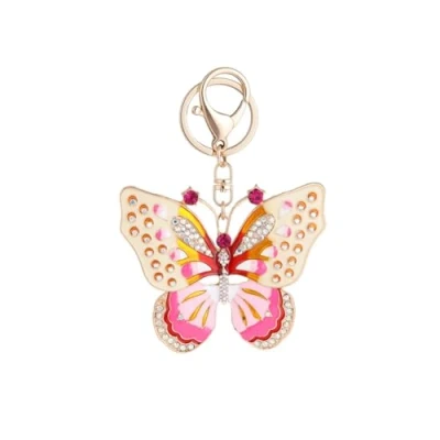 Image of INSTITIZER Butterfly Keychain Crystal Bling key Ring Chain Accessories for Women Car Keys Cute Shape Sparkling Bag Pendant Handbag Charm Girls