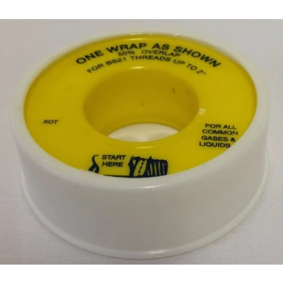 Image of 1 Roll 12mm x 5m Gas Yellow plumbers ptfe thread seal tape plumbing joint