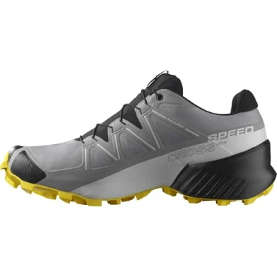 Image of Salomon Men&#039;s Speedcross Gore Tex Running Shoe, Sharkskin/Black/Lemon, 10 UK
