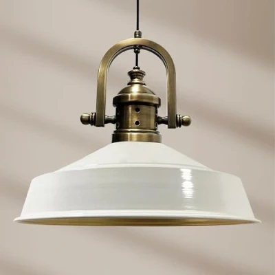 Image of bamyum Asletl Hanging Lamp Industrial Pendant Light, 40 cm Shades, Modern Metal Kitchen Island Lights, E27 for Living Room and Dining Room, White Light